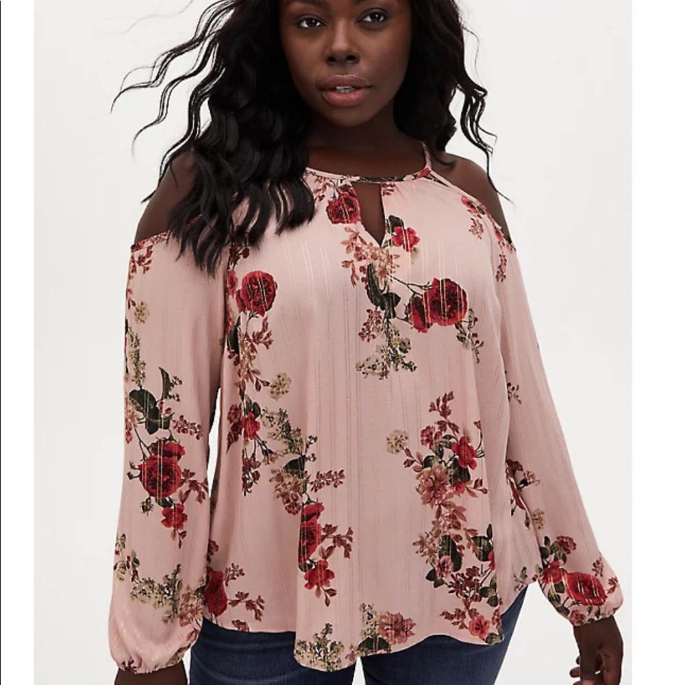 *TORRID* rose floral cold shoulder blouse